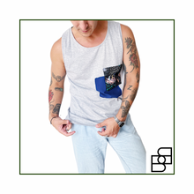 Cargar imagen en el visor de la galería, TANK TOP BLUE PATCHWORK