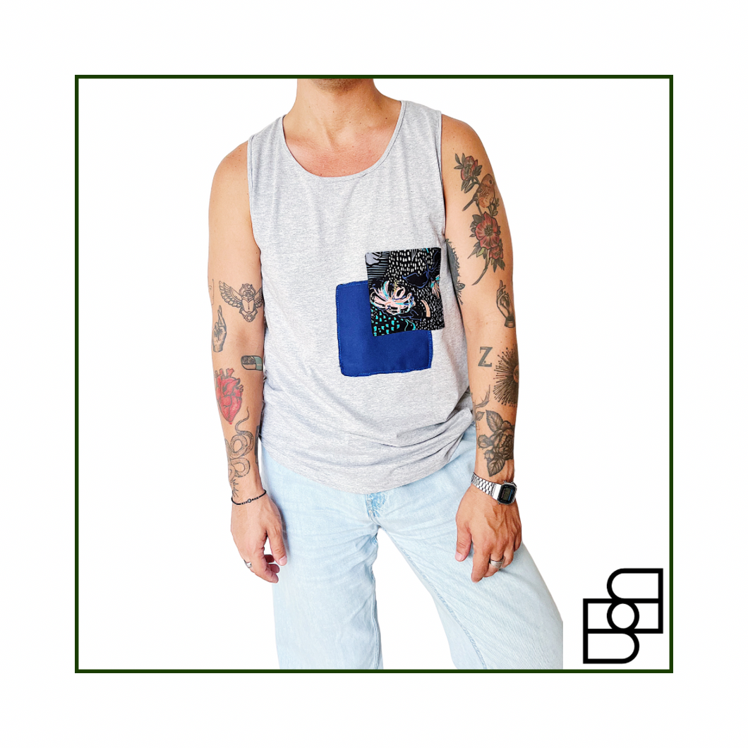 TANK TOP BLUE PATCHWORK